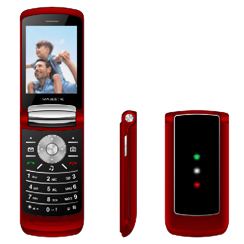 New majestic fly telefono cellulare basico rosso 2.8" gsm quad band fotocamera 1.3mp