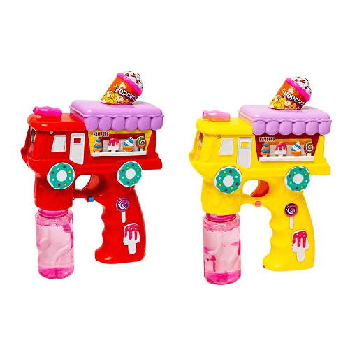 TrAdE Shop Traesio  Pistola Spara Bolle A Forma Di Camion Dei Dolci Con 2 Flaconi Di Ricarica Da 70ml 6760270 -