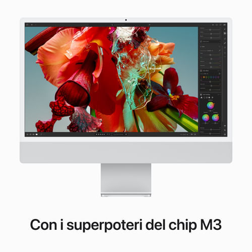 Apple-Computer-Desktop-All-in-One-iMac-con-Chip-M3-CPU-8-Core-GPU-10-Core-Display-Retina-4.5K-24---8Gb-di-Memoria-Unificata-512Gb-di-Archiviazione-Ssd-Accessori-in-Tinta-Color-Argento