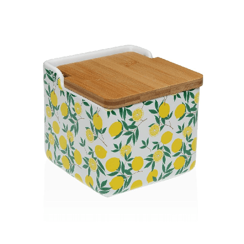 Versa Portasale con Coperchio Versa Ceramica Dolomite Limone 12,2 x 11,5 x 12,2 cm