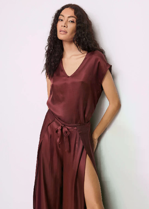 GAUDI&apos; BLUSA TOP T SHIRT MAGLIA DONNA GAUDI 511FD45032 RASO BORDO ORIGINALE PE 2025