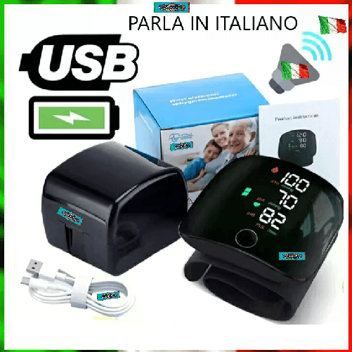 Saristore. Misuratore di Pressione Sanguigna da Polso LCD Parlante con Voce In ITALIANO