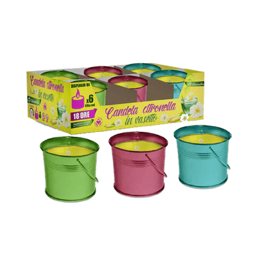 TrAdE Shop Traesio  Set 6pz Candela Profumata Alla Citronella Vasetto In Metallo Repellente Zanzare 032626 -