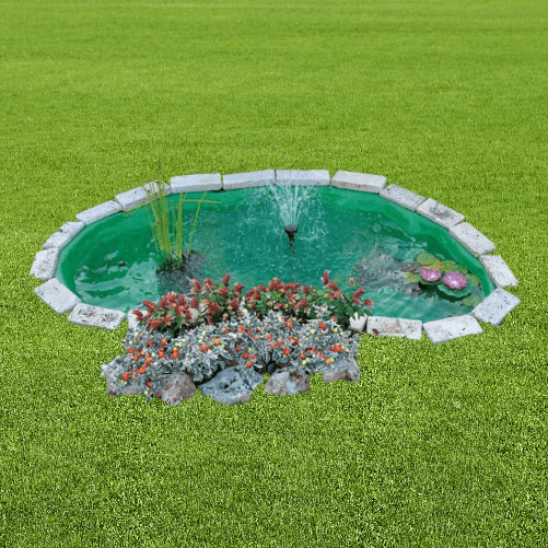GIARDINI D&#39-ACQUA Laghetto da giardino verde litri 270 dimensioni 185x115xh36 cm