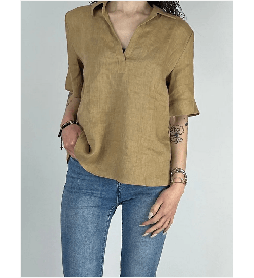 EMME MARELLA CAMICIA BLUSA DONNA EMME MARELLA NAVE 25151110322 LINO 005 BEIGE ORIGINAL PE2025