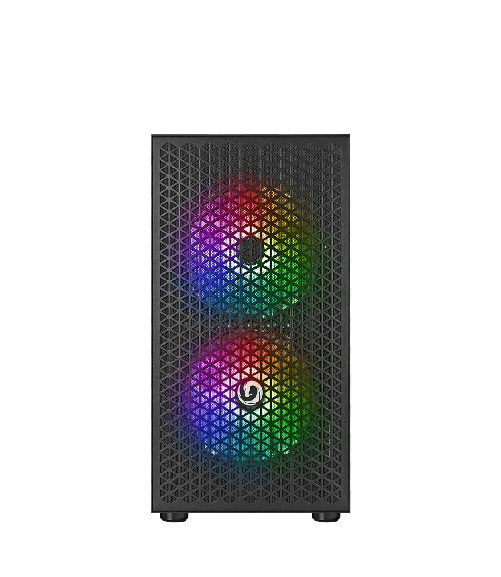 Nuwo Micro Case Atx Blitz R27 0.5Mm Spcc Usb3.0/2.0 3 Fan 12Cm Argb Rainbow Front Glass Side Glass N