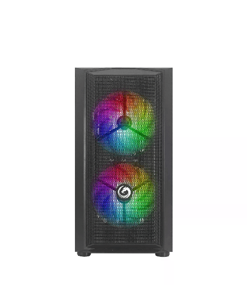 Nuwo Micro Case Atx Blitz R26 0.5Mm Spcc Usb3.0/2.0 3 Fan 12Cm Argb Rainbow Front Mesh Side Glass Ne