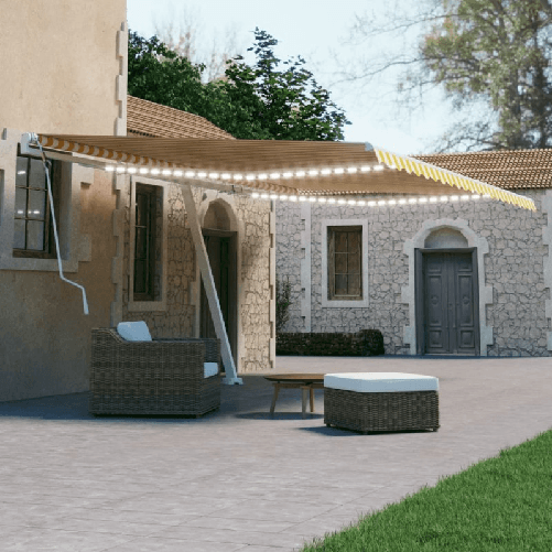 VidaXL Tenda da Sole Retrattile Manuale e LED 600x300cm Gialla Bianca