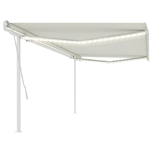 VidaXL Tenda da Sole Retrattile Manuale con LED 5x3,5 m Crema