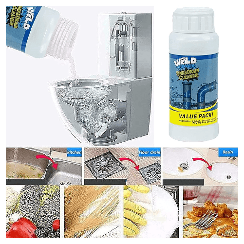 TrAdE Shop Traesio  Set Da 2pz Detergente Per Lavandini Scarichi Potente Polvere Per Pulizia Tubi Cucina Wc -
