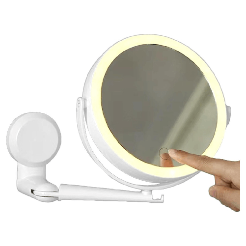 TrAdE Shop Traesio  Specchio Trucco A Parete Illuminato Con Ingrandimento Dimmerabile Led Ricaricabile Touch -