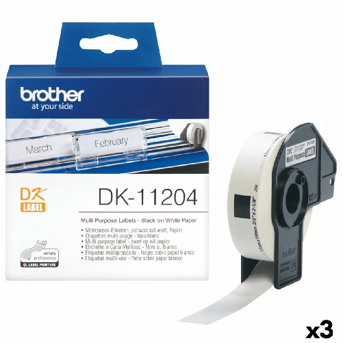 Brother Rotolo di Etichette Brother DK-11204 17 x 54 mm (3 Unità)