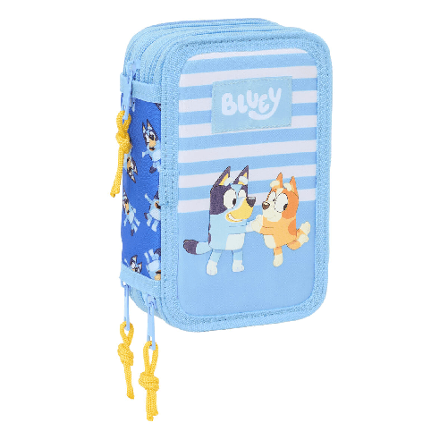 Bluey Plumier Triplo Bluey Let's play Azzurro 12,5 x 19,5 x 5,5 cm 37 Pezzi