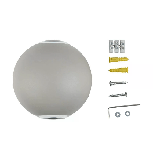 V-TAC Lampada LED da Muro Sferica 4W Doppio Fascio Luminoso Colore Grigio 4000K IP65