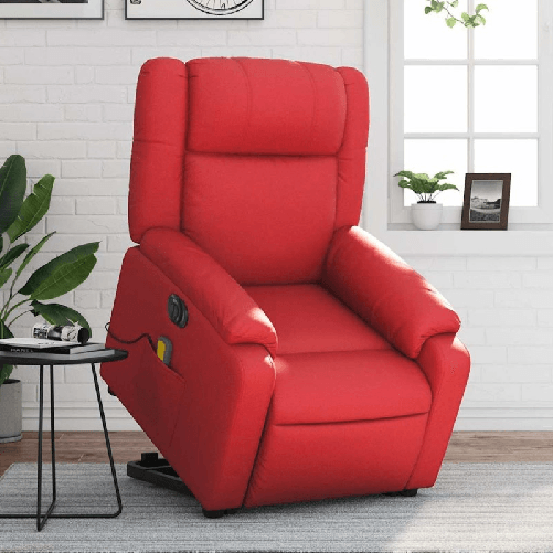 VidaXL Poltrona Alzapersona Reclinabile Elettrica Rossa in Similpelle