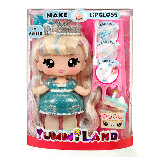 MGA ENTERTAINMENT Yummiland Large Doll + Lipgloss Pet- Callie Birthday Cake