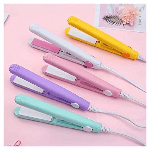 TrAdE Shop Traesio  Mini Piastra Per Capelli Portatile Professionale Con Contenitore Plastica Per Donne Ragazze -