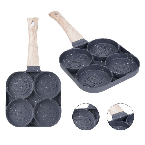 TrAdE Shop Traesio  Padella Antiaderente A 4 Fori Con Animali Per Pancake Uova Fritte Hamburger 624385 -