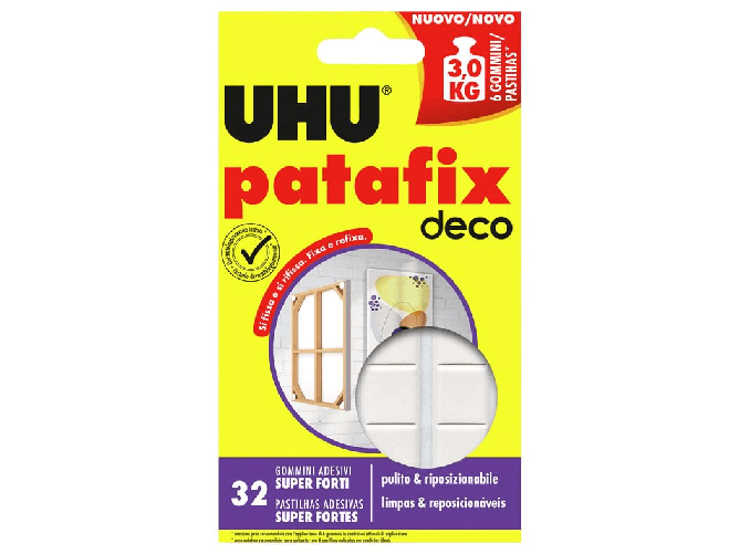 Uhu patafix deco 32 gommini adesivi bianchi removibili e riposizionabili super forti