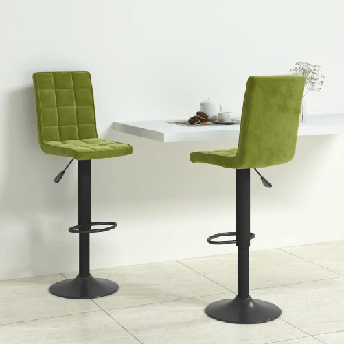 VidaXL Sgabelli da Bar 2 pz Verde Chiaro in Velluto