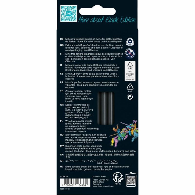 Astuccio-12-matite-triangolari-Black-Edition-pastel-e-neon-Faber-Castell