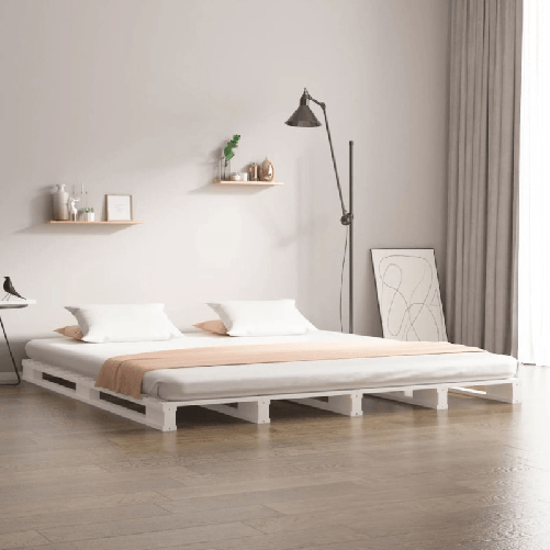 VidaXL Letto a Pallet Bianco 160x200 cm in Legno Massello di Pino