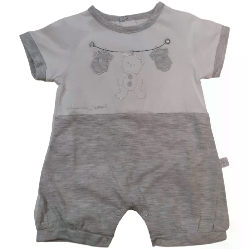 Nazareno Gabrielli Pagliaccetto Neonato/a Bianco/Grigio Ricamato NG3530