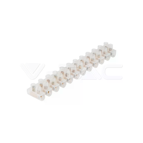 V-TAC Morsettiera 12 Connettori per Cavo Elettrico 6A da 6mm Colore Bianco (Confezione 10pz)