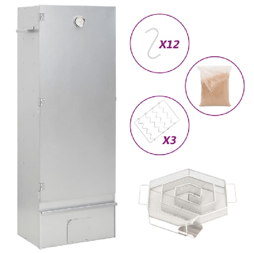 VidaXL Forno Affumicatore BBQ Generatore Fumo Freddo Acciaio Zincato