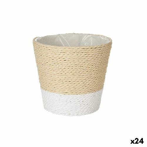 Ibergarden Vaso Ibergarden 86440 Bianco Corda Plastica 14 x 12,5 x 14 cm (24 Unità)