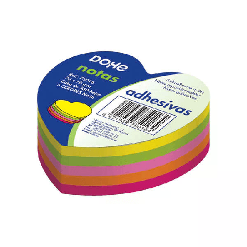Dohe  Cubo Dohe da 250 foglietti riposizionabili a forma di cuore - Dimensioni 70x70 mm