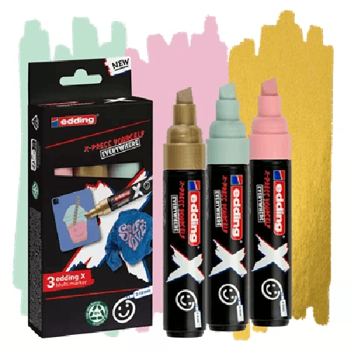 Edding X 6900 Pastel Confezione da 3 pennarelli permanenti multisuperficie con inchiostro coprente
