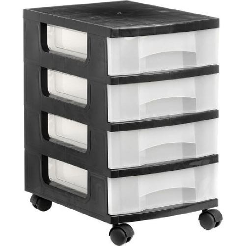 Archivo 2000 Cassettiera Archivo 2000 Con ruote Trasparente Nero polipropilene 39 x 29 x 48 cm