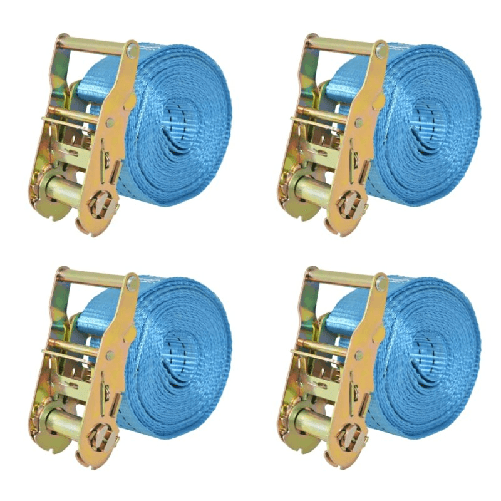 VidaXL Cinghie d'Ancoraggio 4 pz a Cricchetto 2 T 6mx38mm Blu