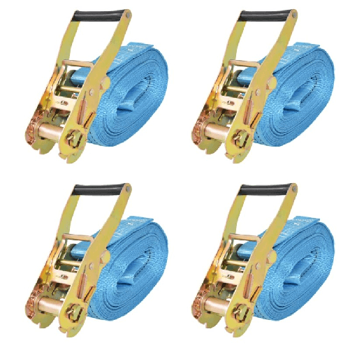VidaXL Cinghie d'Ancoraggio 4 pz a Cricchetto 4 T 8mx50mm Blu