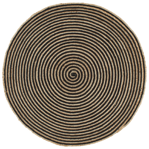 VidaXL Tappeto Lavorato a Mano in Juta Design a Spirale Nero 120 cm