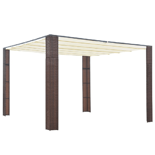 VidaXL Gazebo con Tetto in Polyrattan 300x300x200cm Marrone e Crema