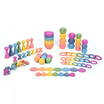 TICKIT Oggetti Arcobaleno in Legno per Gioco Euristico: 84 Pezzi Assortiti in 7 Soggetti e 7 Colori