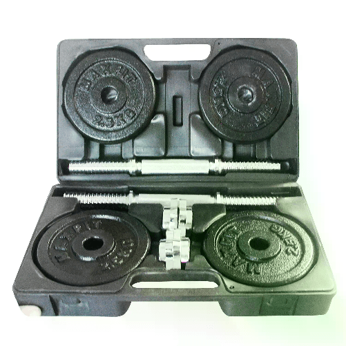 TOORX Valigetta Pesi Ghisa 20 kg. (2 Manubri + Dischi 4x2,5 Kg + 4x1,5 Kg)