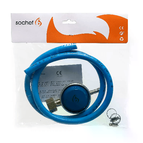 SOCHEF Regolatore Gas per Barbecue Sochef 30mbar kit con Tubo 50 cm