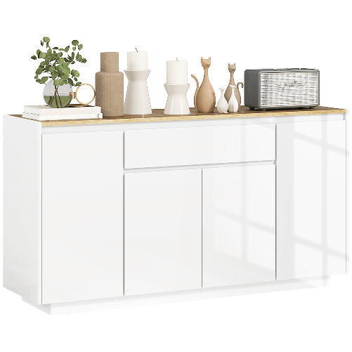 HOMCOM Credenza da Cucina Moderna con Cassetto e 3 Armadietti con Ripiani Regolabili, 140x40x75 cm