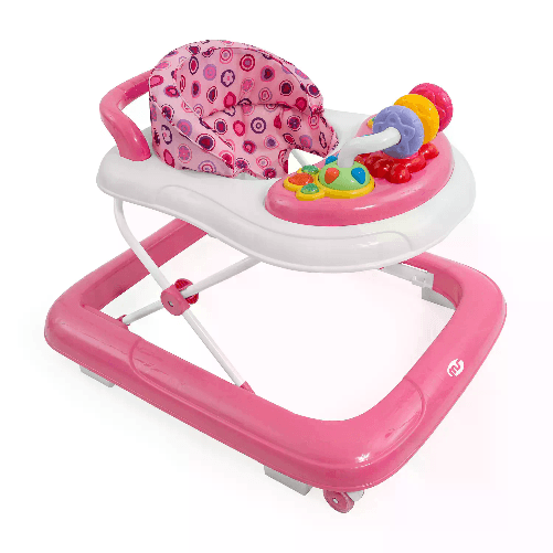 INNOVACIONES MS Girello per Bebè con Base Antiribaltamento e Vassoio Sonoro con Giochi, Rosa