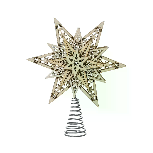 KAEMINGK Puntale per Albero di Natale in Legno Naturale