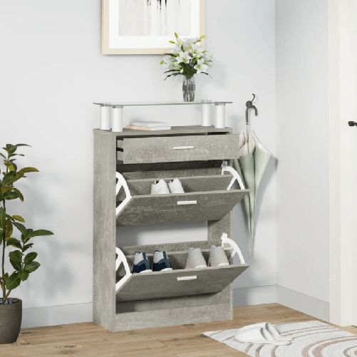 VidaXL Scarpiera Grigio Cemento 63x24x104 cm in Legno Multistrato