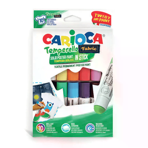 CARIOCA                                                       Temperello Fabric Carioca Tempera Stick per Tessuto 10 Colori