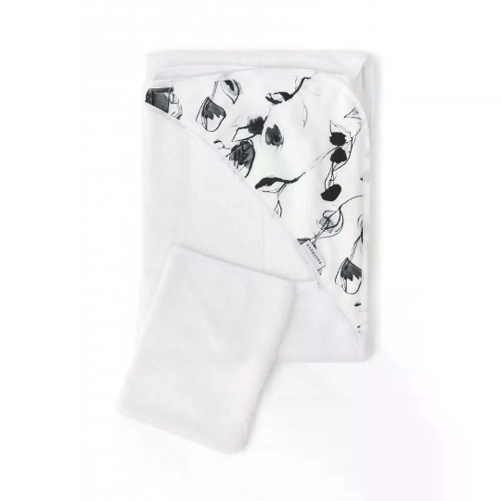 BAMBOOM                                                       Asciugamano con Cappuccio e Guanto Print Eucalyptus