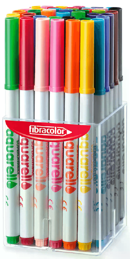 FIBRACOLOR                                                    Pennarelli Aquarello Fibracolor Barattolo 36 Colori