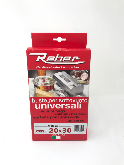 Reber sacchetti sottovuoto 200x300mm trasparenti per frigo e congelatore 20 pezzi