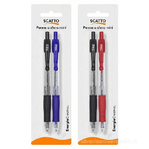 Scatto penne a sfera 1 mm colori assortiti set da 2 - design ergonomico