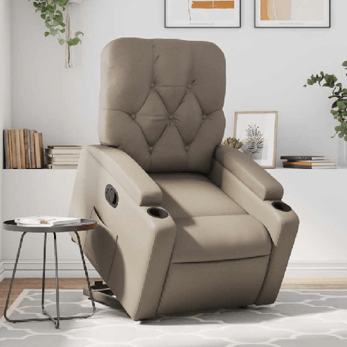 VidaXL Poltrona Alzapersona Reclinabile Cappuccino in Similpelle